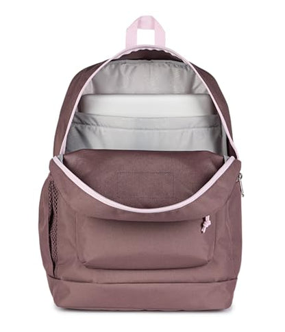 JanSport Cross Town Plus Backpack - Large Main Compartment, Side Water Bottle Pocket, 15-Inch Padded Laptop Sleeve - Color Blocked - Mahogany Haze - color: Color Blocked Mahogany Haze/Pink Ice/