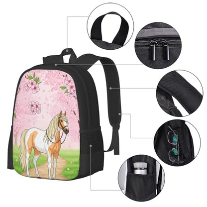 Lightweight Polyester Daypack Animal White Horse, Anti Theft Large Capacity Travel Hiking Backpack Unisex Carry On Bag for Outdoor Commute Business Use - color: Design (871)