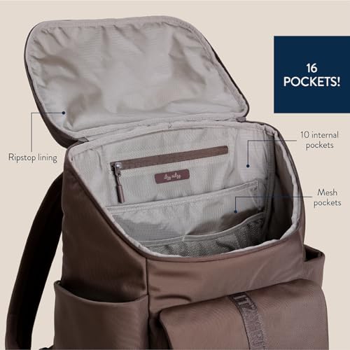 Itzy Ritzy Belong Bucket Backpack – Lightweight Diaper Bag Backpack Featuring 16 Pockets, Bucket Top Opening, Stroller Straps & Changing Pad – Organized and Stylish Everyday Family Backpack (Mocha) - color: Chocolate