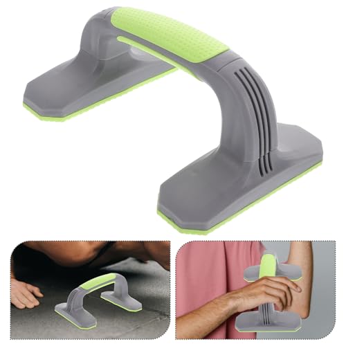 VOSAREA Push up Bars Stands for Home Gym, Plastic Strength Training Pushup Stands with Non-slip Grip Handles, 1 Pair Gray and Green for Floor Workout and Pilates Equipment