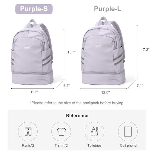 coofay Gym Backpack For Women, Gym Bag with Shoe Compartment - color: A-purple, size: Small