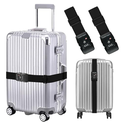 Travel Inspira Luggage Straps for Suitcases with TSA Lock, Protect Your Luggage Anti-Burst, High Visibility Color, Easy to Identify Luggage Adjustable Heavy Duty Belt for 20-28 Inch Suitcases（2-Pack） - color: black