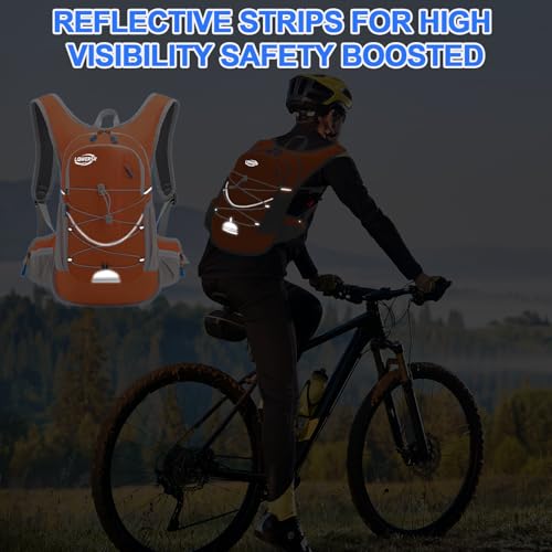 20L Hydration Backpack Pack with 2L Water Bladder Lightweight Hiking Backpack for Women Men, Adjustable Chest Straps Running Hydration Vest for Hiking, Cycling, Climbing - color: Orange
