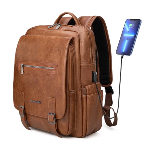 Montana West Laptop Backpack 15.6 Inch Work Backpack Purse for Women Travel Casual Daypack Bookbags with USB Port - color: 15.6-in Brown