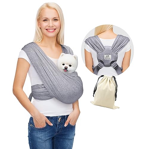 AnccoPlus Dog Carriers for Small Dogs, Front Facing Small Dog Carrier, Hands Free Pet Carrier, Size Adjustable Cat Carriers, Reducing Back Pain, Safe Soft Cotton Cat Sling (Regular, Heather Gray) - color: Light Heather Gray, size: Regular