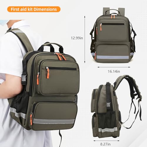Madical Bag Empty First Aid Bag First Responder Trauma Backpack,Medical Backpack,Medical Emergency Kits Storage for EMT, EMS - color: Green