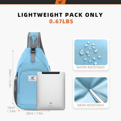 SKYSPER Sling Bag RFID Crossbody Sling Backpack Cross Body Shoulder Bag Travel Hiking Daypack for Women Men(Lightblue) - color: Lightblue