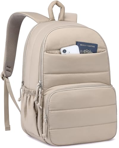 Travel Laptop Backpack for Women Bookbag: 15.6 Inch Quilted Work Backpacks Casual College School Book Bag Cute Water Resistant Business Computer Daypack for Girls Students Teacher Nurse Gifts Camel - color: 02-camel, size: 15.6 Inch