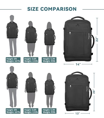 Travel Backpack, 50L Expandable Extra Large Laptop Backpack, Carry On Backpack Airline Approved Water Resistant Business Suitcase Daypack Bag Fits 17 Inch Laptops, Travel Gifts for Men Women, Black - color: Black, size: 17.3 Inch (20''x13''x10'')