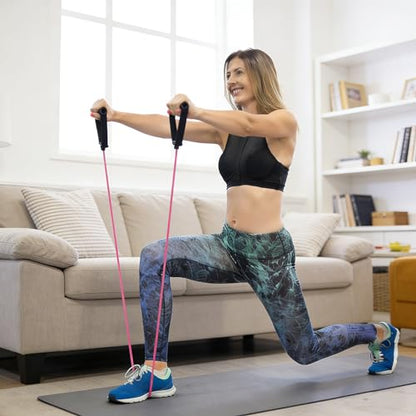 RitFit Single Resistance Exercise Band with Comfortable Handles - Ideal for Physical Therapy, Strength Training, Muscle Toning - Foam Padding Door Anchor and Starter Guide Included - size: 1-5lbs