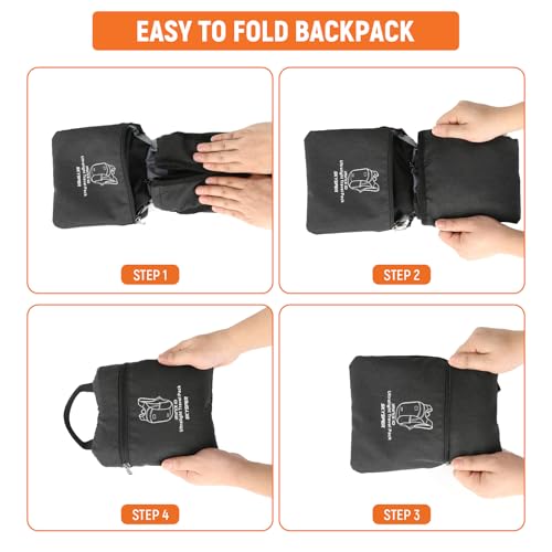 SKYSPER 10L Hiking Backpack, Foldable & Packable Lightweight Daypack for Travel, Collapsible Small Compact Hiking Backpack for Women & Men, Black - color: Black