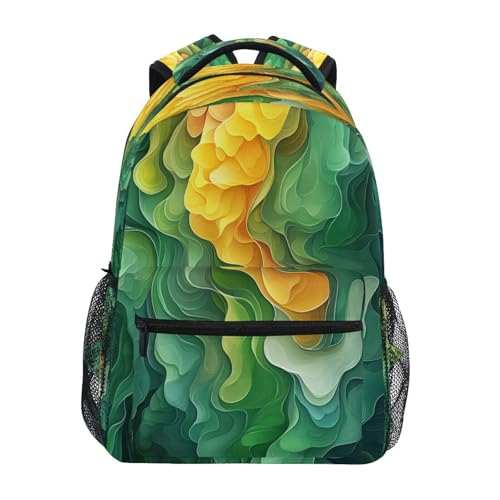 Fun Backpack for Teenager Waterproof School Bag with Chest Strap for Travel Trip Spinach Landscape Style - color: Multicolor11