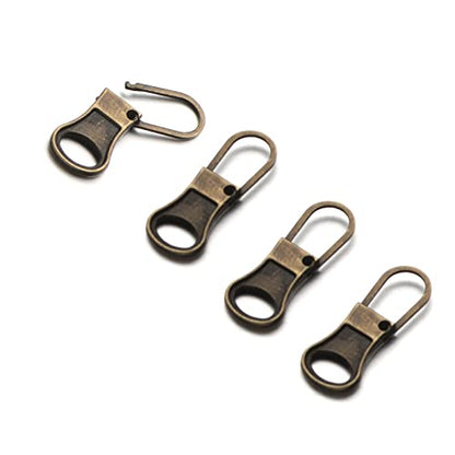 Mizeer Small Zipper Pull Replacement, Perfect for Small Hole Zippers, Detachable Zipper Pull Tab Replacement for Clothing Jackets Boots Purse 4PCS Bronze - color: 4pcs Bronze