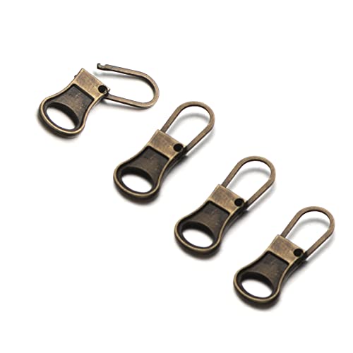 Mizeer Small Zipper Pull Replacement, Perfect for Small Hole Zippers, Detachable Zipper Pull Tab Replacement for Clothing Jackets Boots Purse 4PCS Bronze - color: 4pcs Bronze
