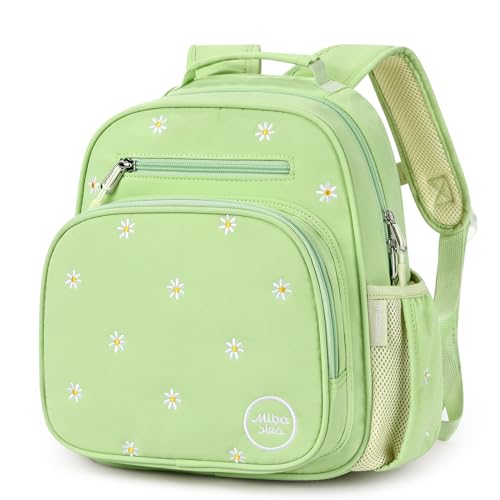 mibasies Toddler Backpacks for Girls 2-4: Quilted Backpack for Preschool Prek Daycare - Cute 12 Inches Bookbag for Little Kids Daisy Green - color: Daisy Green, style: Toddler-12"h(not Fit Folder)