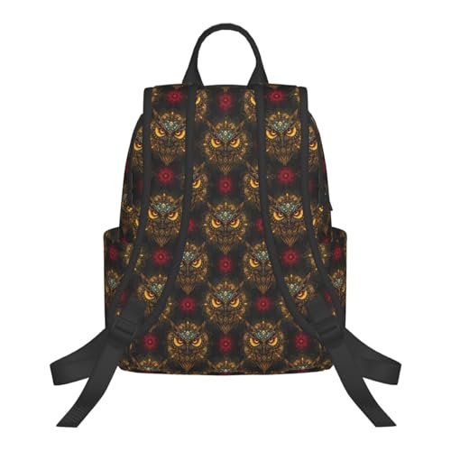 Compact Urban Commute Backpack Cool Owl Print Ethnic, Slim Fit Laptop Daypack for Office Business Casual Daily Wear Men Women - color: Picture (823)