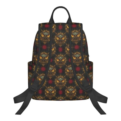 Compact Urban Commute Backpack Cool Owl Print Ethnic, Slim Fit Laptop Daypack for Office Business Casual Daily Wear Men Women - color: Picture (823)