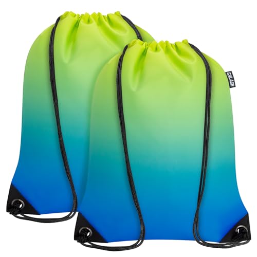 2PCS Drawstring Bags Bulk, String Backpack for Men Women, Cinch Bag Draw String Back Bag for Gym, Sports, Travel, Swimming, Beach, Gradient yellow blue - color: Gradient Yellow Blue, size: Large