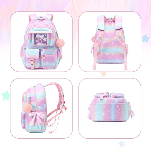 PIG PIG GIRL Kids Backpack for Girls - School Bags for Middle School Students - Book Bag for Elementary Primary - Kawaii Ita Backpack - Pink Planet - color: Pink Planet