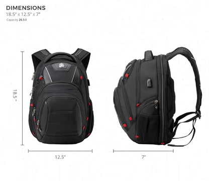 Swissdigital Design Men's Laptop Backpack for College and Business Travel with Integrated USB Charging Port and RFID Protection Fits Laptops up to 15.6 in, Black | J14-BR - color: Black