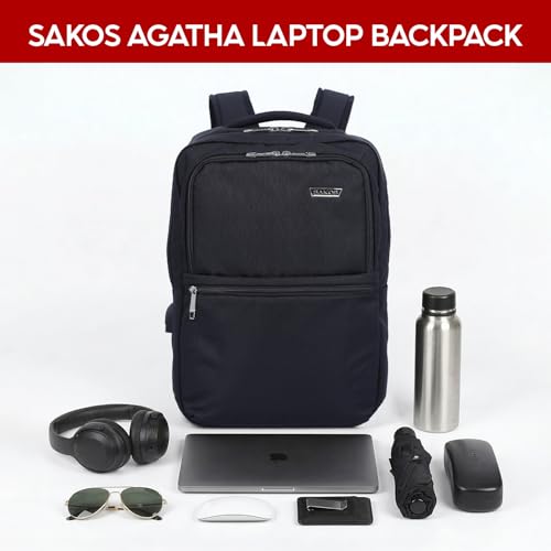 SAKOS Agatha 15.6 inch Laptop Backpack with USB Charging Port, Professional Travel Backpack Carry on Flight - TSA Approved, Water Repellent Backpack for Men & Women with Laptop Compartment - Black - color: 3. Agatha - Black