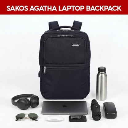 SAKOS Agatha 15.6 inch Laptop Backpack with USB Charging Port, Professional Travel Backpack Carry on Flight - TSA Approved, Water Repellent Backpack for Men & Women with Laptop Compartment - Black - color: 3. Agatha - Black