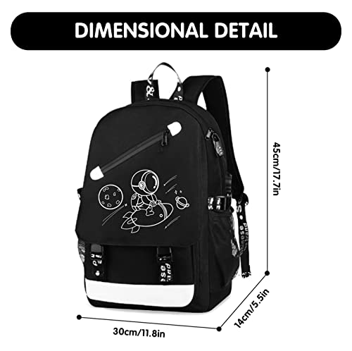 MCWTH School Backpacks for Teen Boys, Luminous School Bag Bookbags for Kids (Space Rocket) - color: Space Rocket