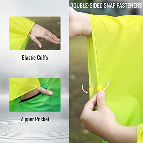 SaphiRose Unisex Rain Poncho Waterproof Raincoat Hooded for Adults Women with Pockets - color: Gradient Yellow-blue