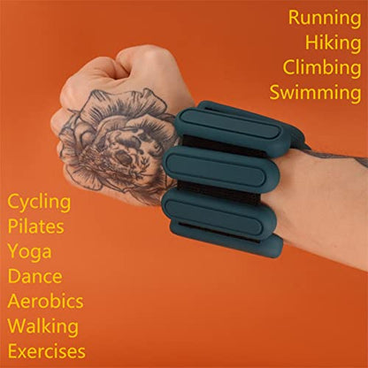 STONESAM Adjustable Wrist & Ankle Weight-Set of 2 (1lb), Wearable Wrist Bracelets for Yoga, Dance, Barre, Pilates, Exercises, Cardio, Aerobics, Walking - color: Blackish green