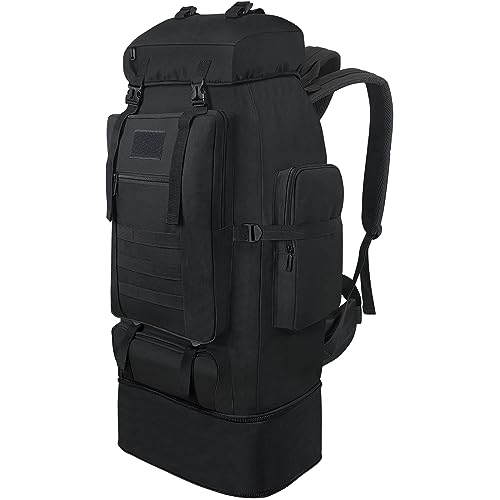 Hiking Backpack, 100L Large Camping Backpack, Expandable Waterproof MOLLE Rucksack, Outdoor Sport Travel Daypack Military Tactical Back pack for Men Women (Black) - color: 100l Black