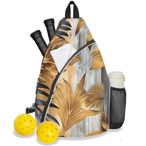 Pickleball Bag for Women Men Adjustable Crossbody Sling Backpack Hold Pickleball Paddle Water Bottle - color: Multicolor 20