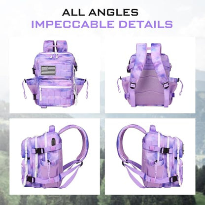 Boomistry 15L Mini Tactical Backpack Small Tactical Backpack for Women, Military Backpack for Gym, Hiking, Daily (Purple Nebula-15L) - color: Purple Nebula-15l