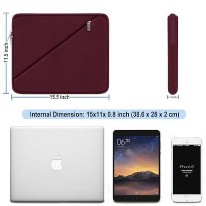 Laptop Sleeve 15.6 inch, Traveling Carrying Computer Bag with Zippered Pocket, Shockproof Protective Laptop Case Compatible for Apple Notebook, HP, Dell, Acer, Asus, Lenovo, Wine Red - color: Wine Red, size: 15.6 inch
