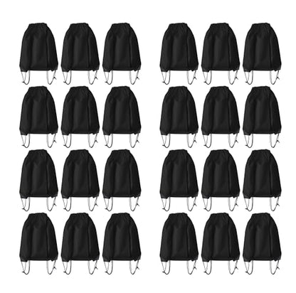 Drawstring Backpack Bulk 24Pcs Draw String Backpack Bags DIY Gym Sports Traveling Yoga Cinch Bag Sackpack Drawstring(black) - color: Black