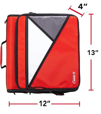 Case-it School Zipper Binder | 1.5" D-Ring | 325-Sheet | LT-207 Fire Red - color: Fire Red, size: 1 Pack