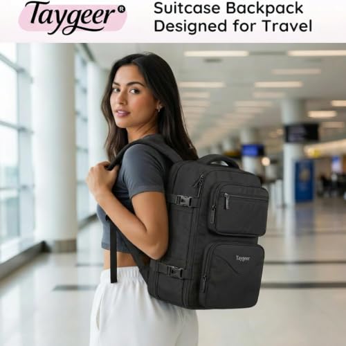 Taygeer Mochila De Viaje Para Hombre, TSA Travel Laptop Backpack for Men | Carry on Bag, Fits 15.6 Inch Laptop, Shoe Pouch, Water Bottle Pocket, Travel Gift for Men Business Work Black - color: Black