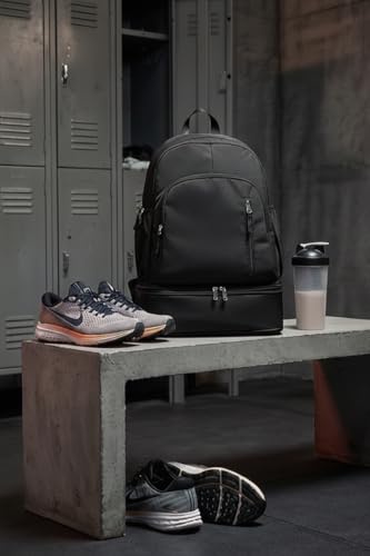 Unisex Lightweight Expandable Gym Backpack with Shoe Compartment, Waterproof Travel Bag for 14" Laptop Black - color: 01black