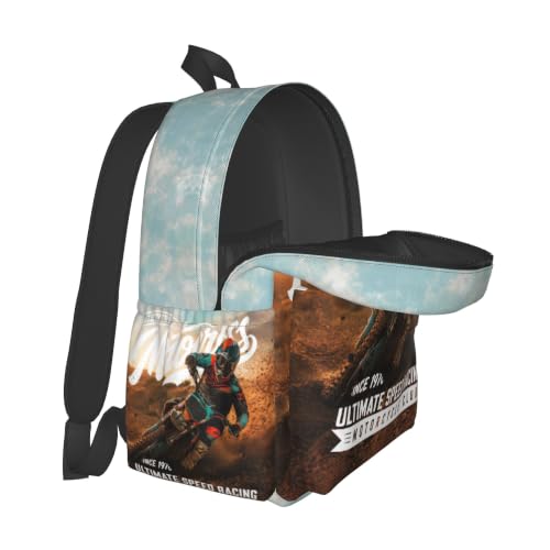 Dirt-Bike Backpack Motocross Motorcycle Vehicle School Bag Lightweight Bookbag Casual Daypack for Girls Boys Kids Women Men Travel Laptop 16 Inch - color: Motocross