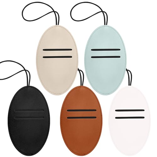 Luggage Tags 5 Pack PU Leather Luggage Tags for Suitcases Colorful Suitcase Tags for Travel Bag Baggage Name ID Tags (White Black Gray Blue Brown) - color: White Black Gray Blue Brown