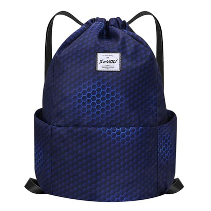 XEYOU Drawstring Sports Backpack Lightweight Gym Yoga Sackpack Shoulder Rucksack Casual Outdoor Daypack for Women and Men | Lightweight - color: Hexagonal Pattern