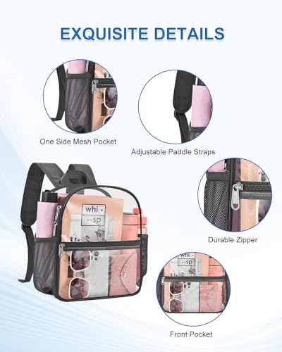 Clear Backpack for Stadium Events, 12x12x6 Small Clear Plastic bag with Reinforced Straps for Game Security Festival Concert - color: Charcoal Gray