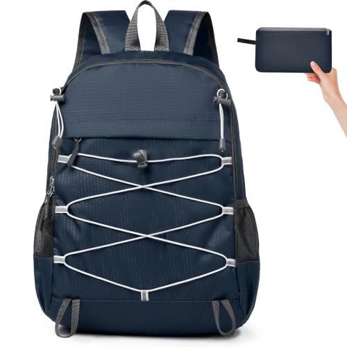Small Foldable Hiking Backpack for Men Women, 20L Lightweight Waterproof Collapsible Daypack with Hanging System for Traveling Camping Outdoor, Blue - color: Blue
