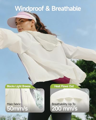 BENEUNDER Women's UPF 50+ Lightweight Sun Protection Jacket Athletic Short Hoodie - color: White, size: Medium