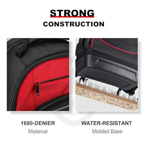 HAUTMEC Heavy-Duty Tool Backpack with Molded Waterproof Base, 1680D Tool Bag with Laptop Compartment, 22 Pockets, Padded Straps & Breathable Back Panel – HT0285