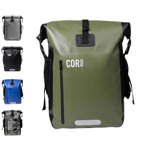 COR Surf 100% Waterproof Heavy Duty Backpack And Dry Backpack For Swimming, Boating Or Kayaking, Roll-top Design With Sonically Welded Seams And Padded Laptop Sleeve (40L, 21 x 15 x 8 Inches) - color: Green, size: 40 liters