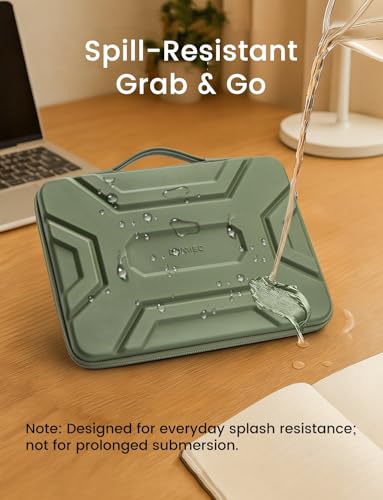 DOMISO 17 inch Laptop Sleeve with Handle, Shockproof and Waterproof EVA Protective Laptop case, Laptop Sleeves for 17.3" HP Dell Asus Laptop, Green - color: Green, size: 17.3 inch
