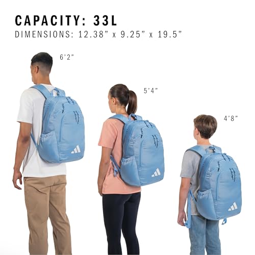 adidas Defender 5 Backpack for Sports, Gym, School and Travel, 33L, Team Light Blue/White, OSFA - color: Team Light Blue/White