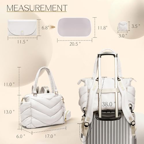 Diaper Bag Tote, Diaper Bag Backpack,Puffer Tote Bag with Pacifier Case, Lightweight Mommy for Hospital, Puffy with 10 Pockets, Convertible Baby for Travel,Beige - color: Beige