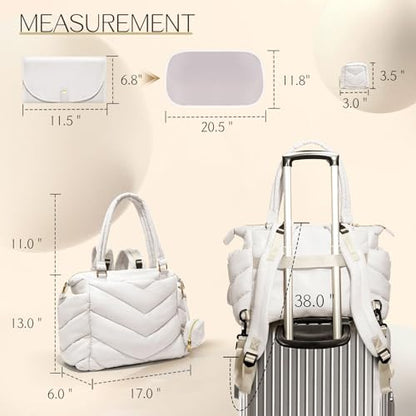 Diaper Bag Tote, Diaper Bag Backpack,Puffer Tote Bag with Pacifier Case, Lightweight Mommy for Hospital, Puffy with 10 Pockets, Convertible Baby for Travel,Beige - color: Beige