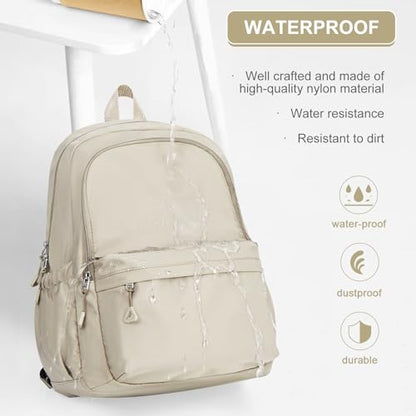 Casual Laptop Backpack for Women Men College Bookbag Waterproof Lightweight School Bag 15.6inch Laptop Daypack Large Capacity School Backpack for Teens Boys Girls (khaki) - color: Khaki